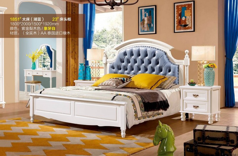 潤潼新美式家具1851#大床（湖藍(lán)）