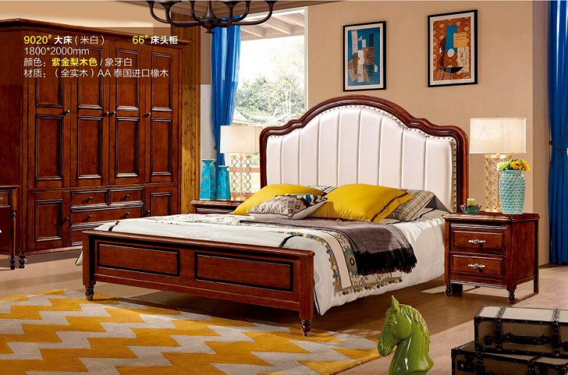 潤(rùn)潼新美式家具9020#大床（米白）
