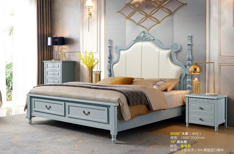 潤(rùn)潼新美式家具9006#大床（米白）