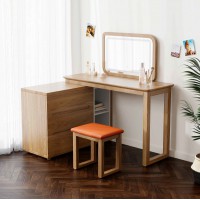 朗朝現代極簡白蠟木家具：L2691#梳妝臺（轉角）、妝凳