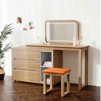 朗朝現代極簡白蠟木家具：L2691#梳妝臺（原木色）、妝凳