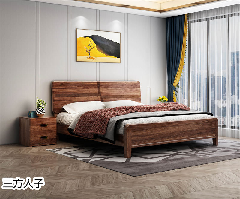 三方人子現(xiàn)代極簡風(fēng)格烏金木家具60