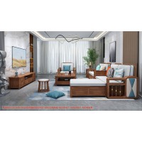 康優寶輕奢新中式胡桃木家具：K6H801沙發 轉角+單位（B靠背儲物箱體薄墊）