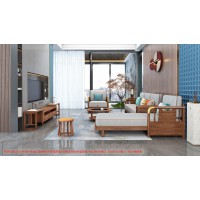康優寶輕奢新中式胡桃木家具：K6H180沙發 轉角+單位（D靠背直條前框厚墊）