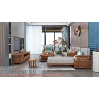康優寶輕奢新中式胡桃木家具：K6H162沙發 轉角+單位（D靠背直條前框薄墊）