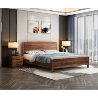 三方人子現代極簡烏金木家具：大床652#
