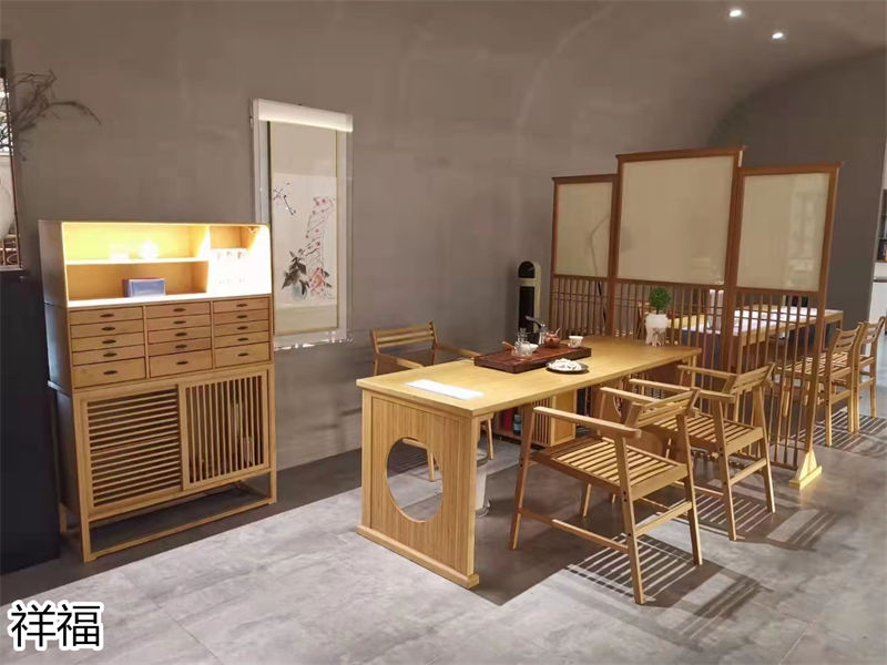 祥福竹家具辦公空間、茶空間、康養民宿、音樂館、大劇院茶藝館，書畫、國學、插花桌椅工程定制廠家