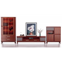 華夏國康卡迪婭輕奢極簡黃檀木家具：K801高柜、K601電視柜、K801低柜