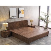 木來客現(xiàn)代輕奢極簡(jiǎn)黑胡桃木家具：8A19#床