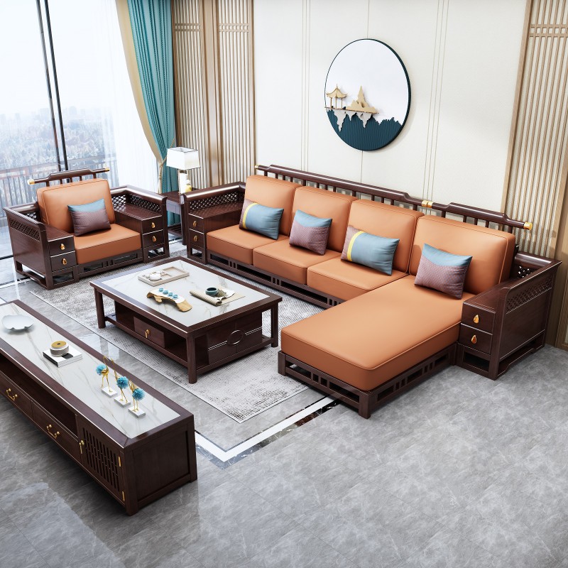 瑞聯新中式家具：806#厚墊高靠沙發