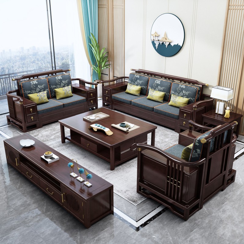 瑞聯(lián)新中式家具：809#高箱高靠沙發(fā)