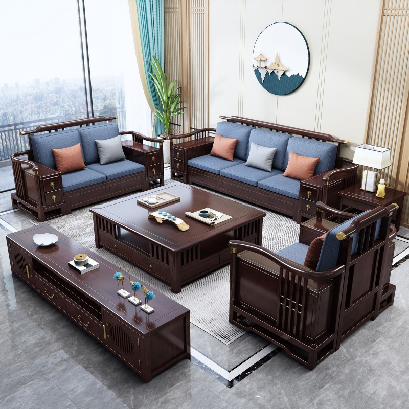 瑞聯(lián)新中式家具：809#高箱高靠沙發(fā)
