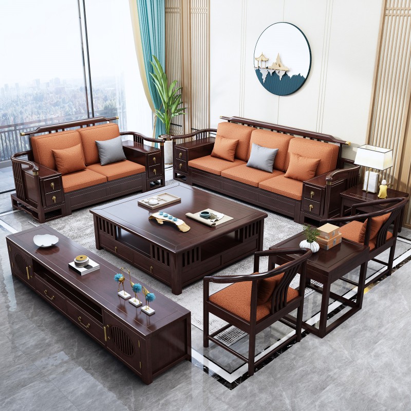 瑞聯(lián)新中式家具：809#高箱高靠沙發(fā)