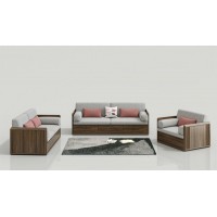天倫雅樂(lè)現(xiàn)代極簡(jiǎn)南美黑胡桃木家具：SF106沙發(fā)1+2+3