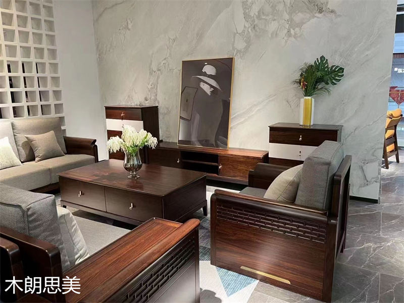 現慕家居 木朗思美 輕奢新中式黑檀木(烏金木)家具展廳實拍