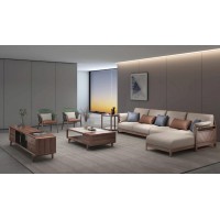 木來(lái)客現(xiàn)代輕奢極簡(jiǎn)黑胡桃木家具：2W17轉(zhuǎn)角沙發(fā)2+3+貴
