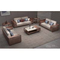 木來(lái)客現(xiàn)代輕奢極簡(jiǎn)黑胡桃木家具：2W11沙發(fā)1+2+3