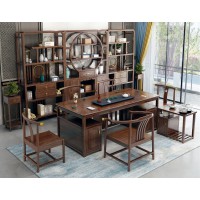 衛(wèi)府里新中式烏金木CT620茶臺(干泡款)、BG601茶水邊柜、CY628皇冠椅、CY629中元椅